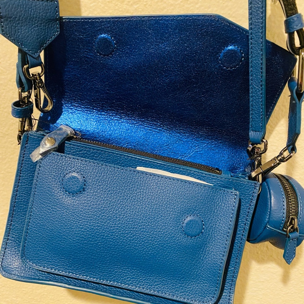 Botkier Blue Crossbody Bag with Striped Strap - Picture 4 of 10